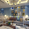 Blue heat resistant decorative photo wallpaper for restaurant